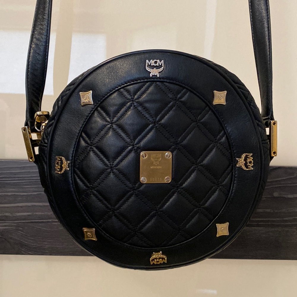MCM black / gold hardware quilted crossbody bag